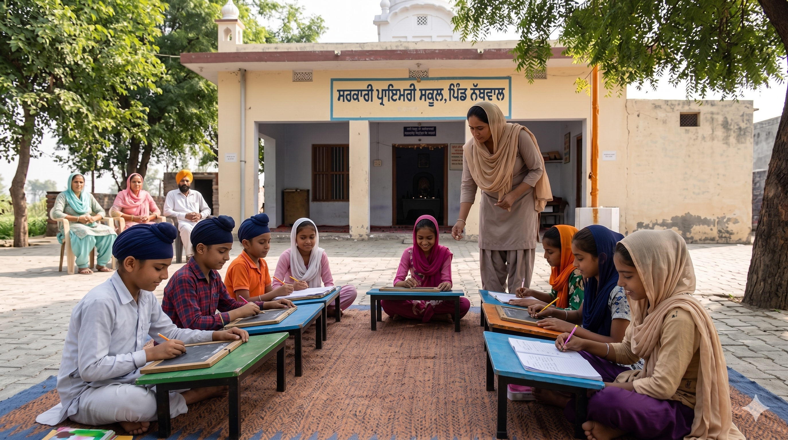 Children studying in a classroom